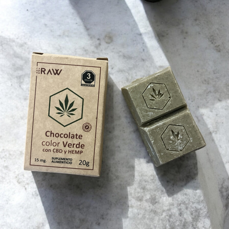 Chocolate Color Verde con CBD y Proteína de Hemp 15mg